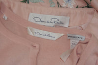 OSCAR DE LA RENTA Pink Floral Skirt & Cardigan Set Size Large