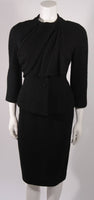 LILLI ANN San Francisco Black Wool Skirt Suit with Draping