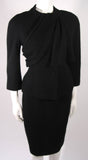 LILLI ANN San Francisco Black Wool Skirt Suit with Draping