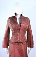 ELIZABETH FILLMORE Bronze Lace & Satin Gown, Coat Size 10