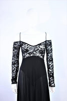 DONNA KARAN Black Lace Beaded Wool Gown Size 4-6