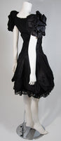 VICKY TIEL Black Sequin Lace Silk Cocktail Dress Size Small