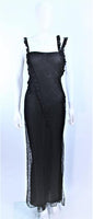 JOHN GALLIANO Black Silk Eyelet Lace Bias Gown Size 6