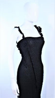 JOHN GALLIANO Black Silk Eyelet Lace Bias Gown Size 6