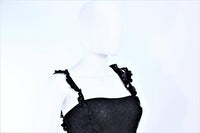 JOHN GALLIANO Black Silk Eyelet Lace Bias Gown Size 6