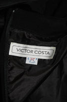 VICTOR COSTA 1990s Black Gown with Puff Sleeve Bow Size 12-14