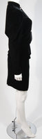 VICKY TIEL Black Velvet Skirt Suit with Rhinestone Buttons Size Small