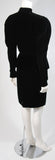 VICKY TIEL Black Velvet Skirt Suit with Rhinestone Buttons Size Small