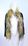 FRANK TAGNINO Black Velvet Coat w/ Yellow & White Feather Trim