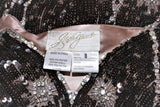 STEPHEN YEARIK Brown Sequin Rhinestone Floral Halter Gown Size 4