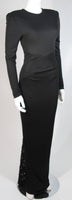 VICKY TIEL Black Jersey Gown with Sequin Lace Accents Size Small