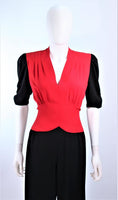 NORMA KAMALI Black and Red Silk Color Block Jumpsuit Size 6