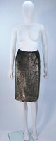 TRAVILLA Gold Velvet Lame Skirt Suit Size 6