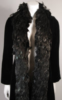 VICTORIA ROYAL Velvet Feather Trim Coat Size 8