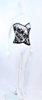 CHRISTINA PERRIN White and Black Beaded Lace Bustier Size 6