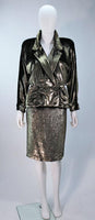 TRAVILLA Gold Velvet Lame Skirt Suit Size 6