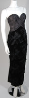 VICKY TIEL Black Gathered Gown with Velvet Skirt Size Small