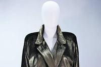 TRAVILLA Gold Velvet Lame Skirt Suit Size 6