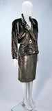 TRAVILLA Gold Velvet Lame Skirt Suit Size 6