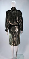 TRAVILLA Gold Velvet Lame Skirt Suit Size 6