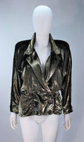 TRAVILLA Gold Velvet Lame Skirt Suit Size 6