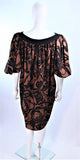 YVES SAINT LAURENT Brown Silk Abstract Floral Dress Size 36
