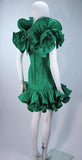 TRAVILLA Attributed Kelly Green Ruffled Cocktail Dress Size 6