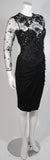 VICKY TIEL Black Lace Cocktail Dress with Draped Jersey Skirt Size Small