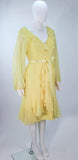 TRAVILLA Yellow Ruffled Chiffon Dress with Billow Sleeves Size 8