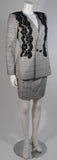 VICKY TIEL Black & White Plaid Skirt Suit with Lace Size 40