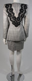 VICKY TIEL Black & White Plaid Skirt Suit with Lace Size 40