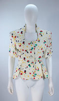 TRAVILLA Color Pop Paint Splatter Floral Skirt Suit Size 6