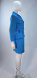 TRAVILLA Blue Silk Skirt Suit with Bows Size 6