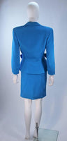 TRAVILLA Blue Silk Skirt Suit with Bows Size 6