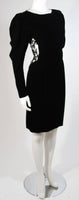 VICKY TIEL Black Velvet Cocktail Dress with Lace Back Size Small