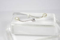 Pearl and Diamond Drop Earrings 14 Karat White Gold