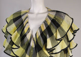 PAUL LOUIS ORRIER Ruffled Silk Yellow & Black Plaid Gown Size 10