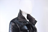 COSTUME NATIONAL Black Patent Leather Gray Goat Jacket Size 6-8