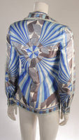 EMILIO PUCCI Navy Blue and Grey Button Down Shirt Size 10