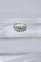 DIAMOND Ring with Three Rows of 14 Karat White Gold Size 5 1/2