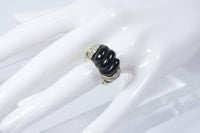 DIAMOND and 14 Karat Yellow Gold Ring with Onyx Size 7