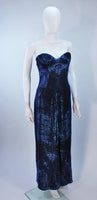 HALSTON Rare Blue Beaded Strapless Gown Size 2-6
