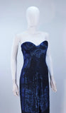 HALSTON Rare Blue Beaded Strapless Gown Size 2-6