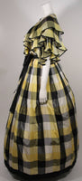 PAUL LOUIS ORRIER Ruffled Silk Yellow & Black Plaid Gown Size 10