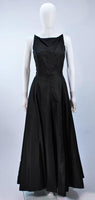 OSCAR DE LA RENTA  Black Satin Gown and Jacket Size 8