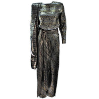 RON LEAL Metallic Ensemble with Scarf and Wrap Size 6-8