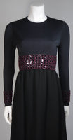 CHESTER WEINBERG Black Gown,  Beaded Waist Size Small
