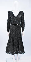 OSCAR DE LA RENTA Black Lace Sequin Gown Size 6-8
