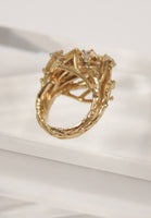DIAMOND Artisan Ring 18 Karat Gold Hand Crafted Branches Size 5