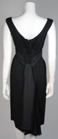 CEIL CHAPMAN 1950s Black Draped Cocktail Dress Size S